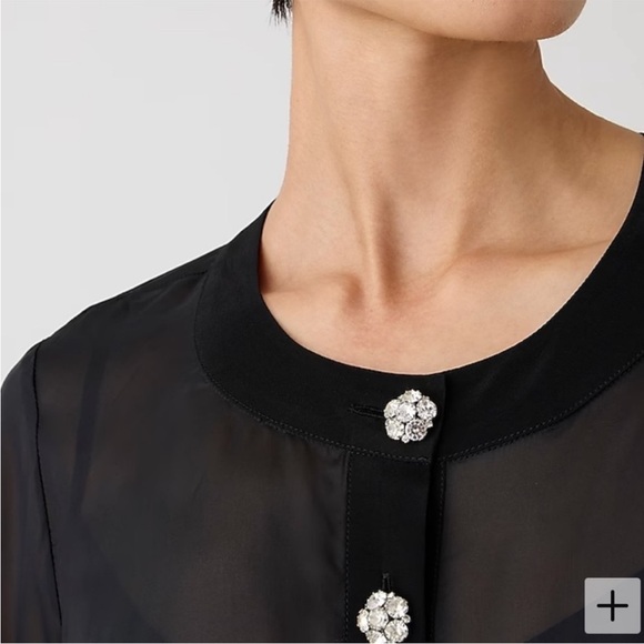 J. Crew Black Blouse with White Button Accents - Picture 2 of 13